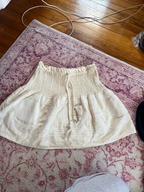 Zara Cream Smocked Mini Skirt